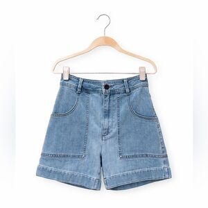 Madewell High Rise Cuffed Denim Shorts Size 24 Light Wash Patch Pocket